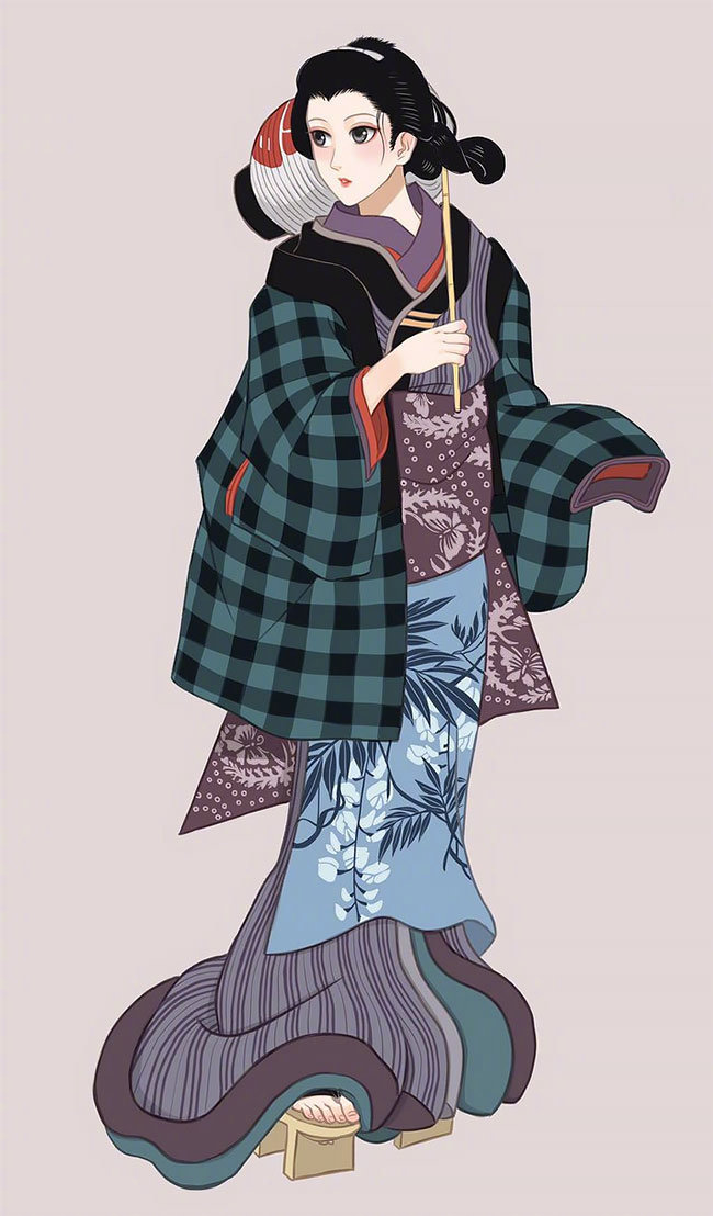 日本和服仕女图