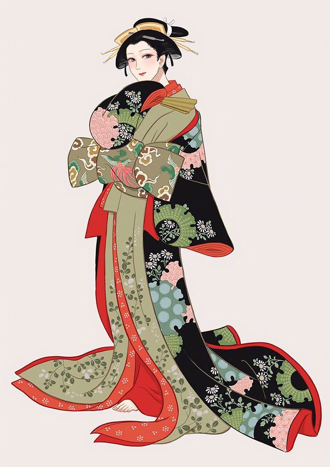 日本和服仕女图