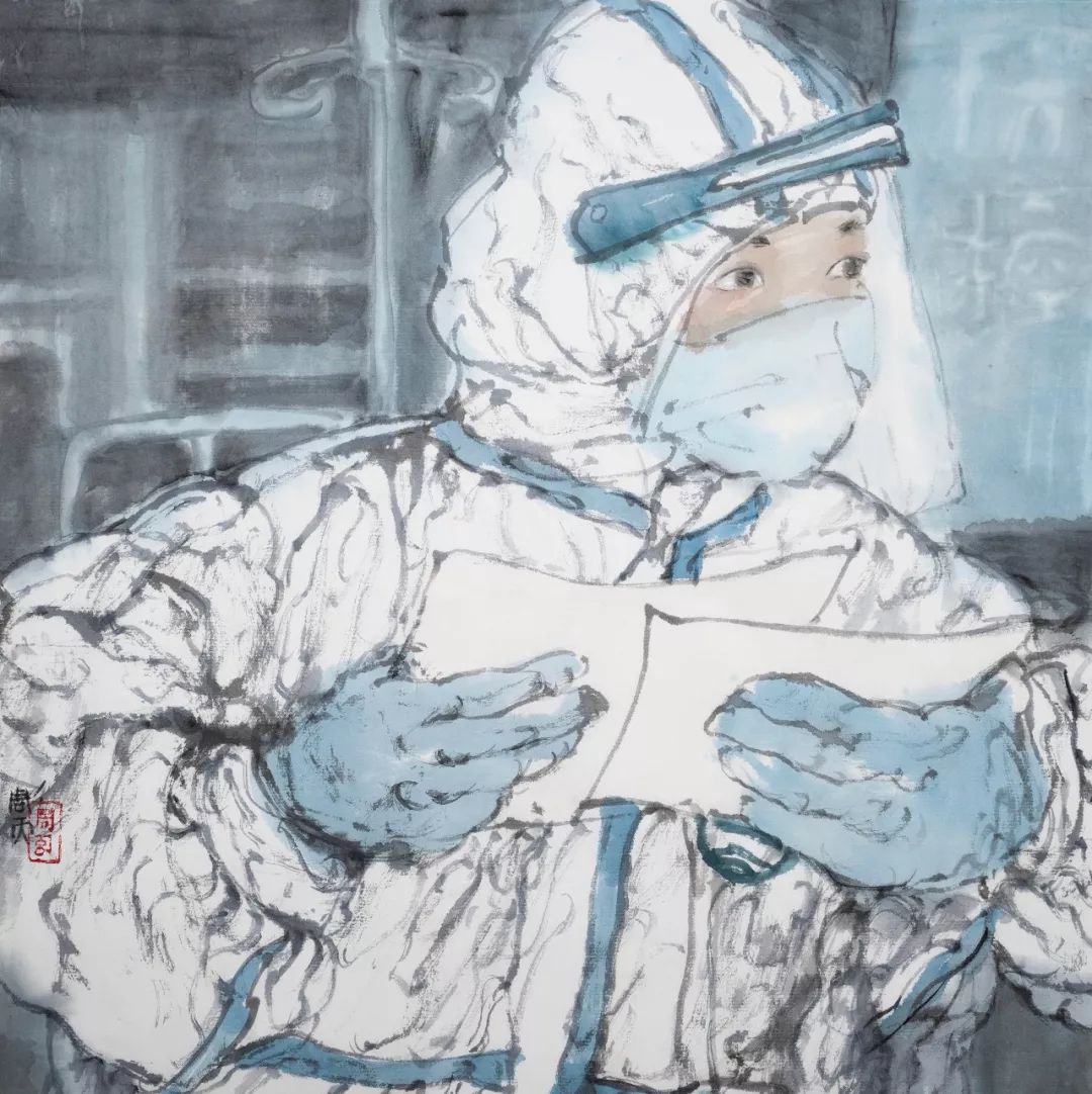 四川省政协书画研究院四川省美协中国画人物画专委会抗疫题材作品之一