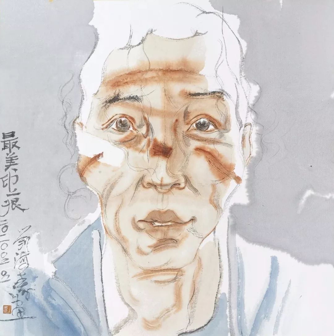 刘海涛《最美印痕之一》 纸本设色 38cm×38cm刘海涛《战疫》 纸本