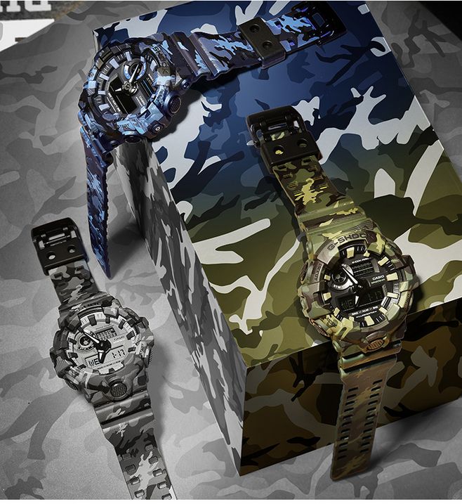 卡西欧casio g-shock ga-700军事手表迷彩绿色 美图分享