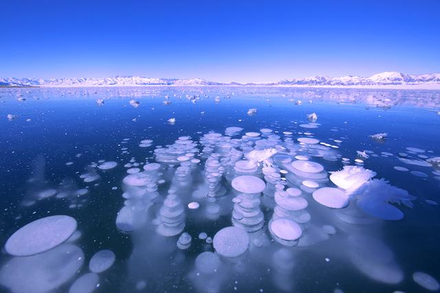 气泡被冻住是什么样的?新疆赛里木美得冒泡_赛里木湖