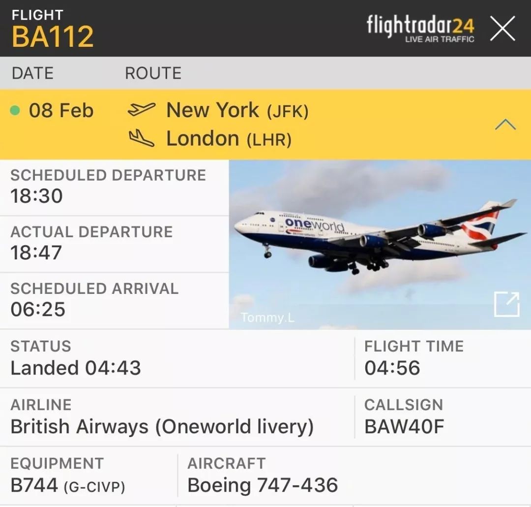 英国航空的一架波音747飞出了一项新的"世界纪录"_航班