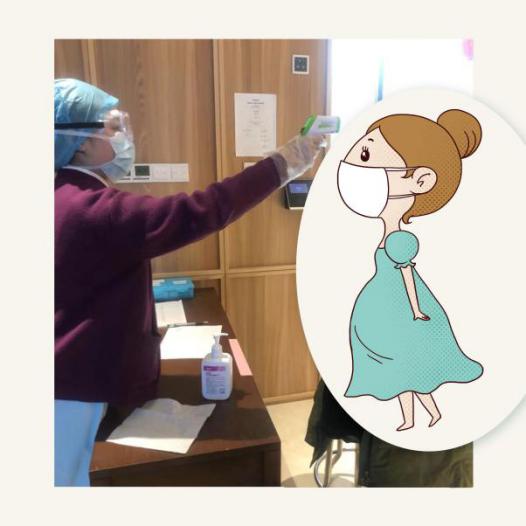 (图1:一进医院,大厅预检分诊台护士就对小瑞测体温,进行体温测量和