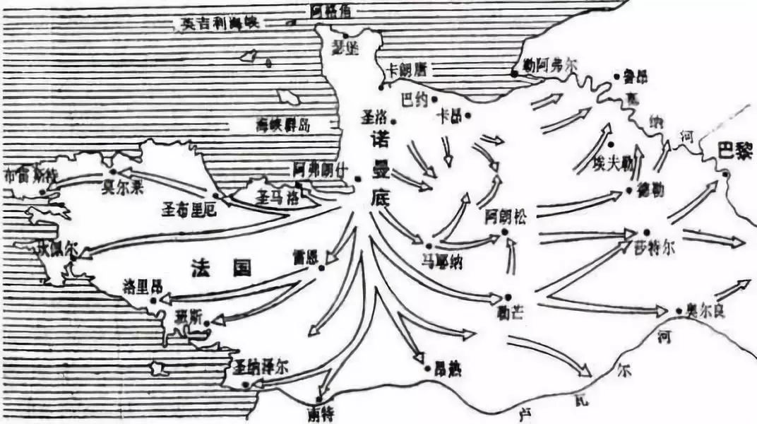 诺曼底登陆路线图图片