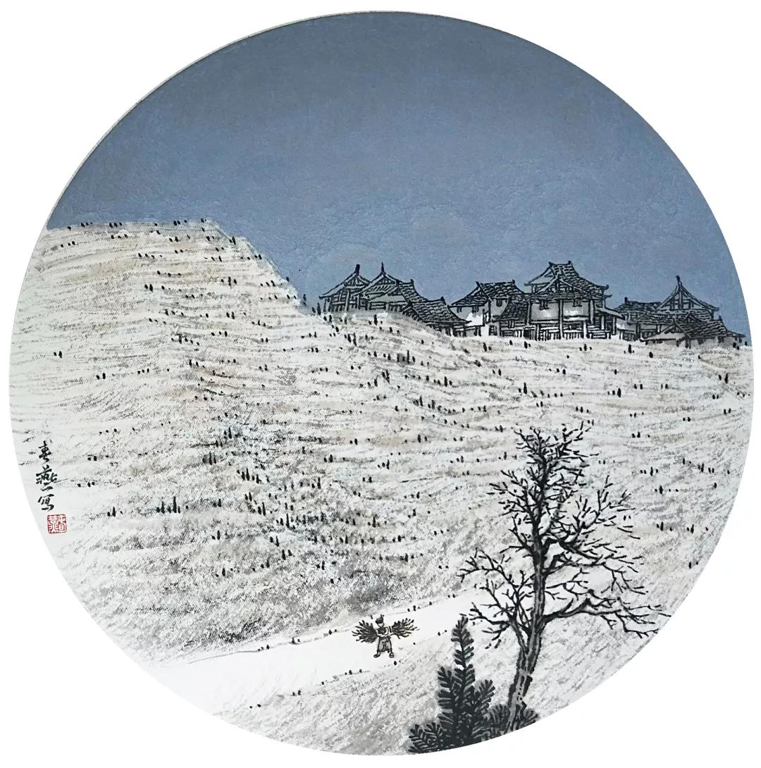 画)珍惜,请守护好这片宁静(中国画)陆俊作品使命(油画)火神山之夜