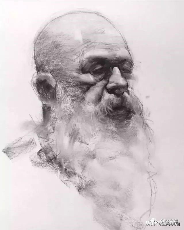 木炭条人像 | 素描_作品