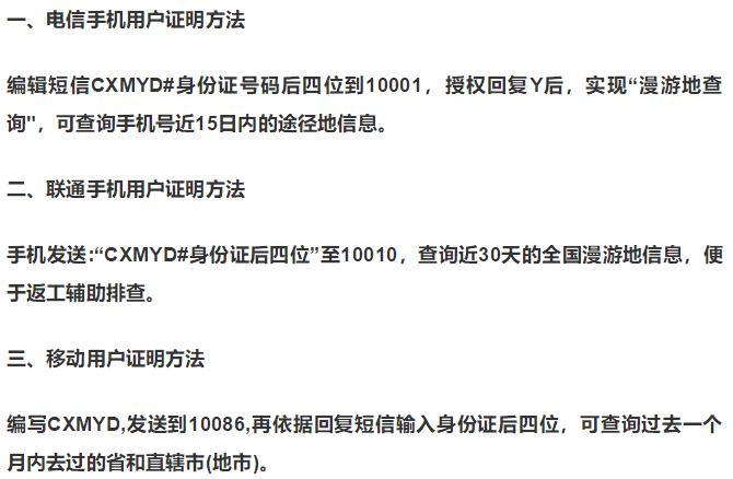 查询漫游地服务疫情期间个人轨迹证明方法