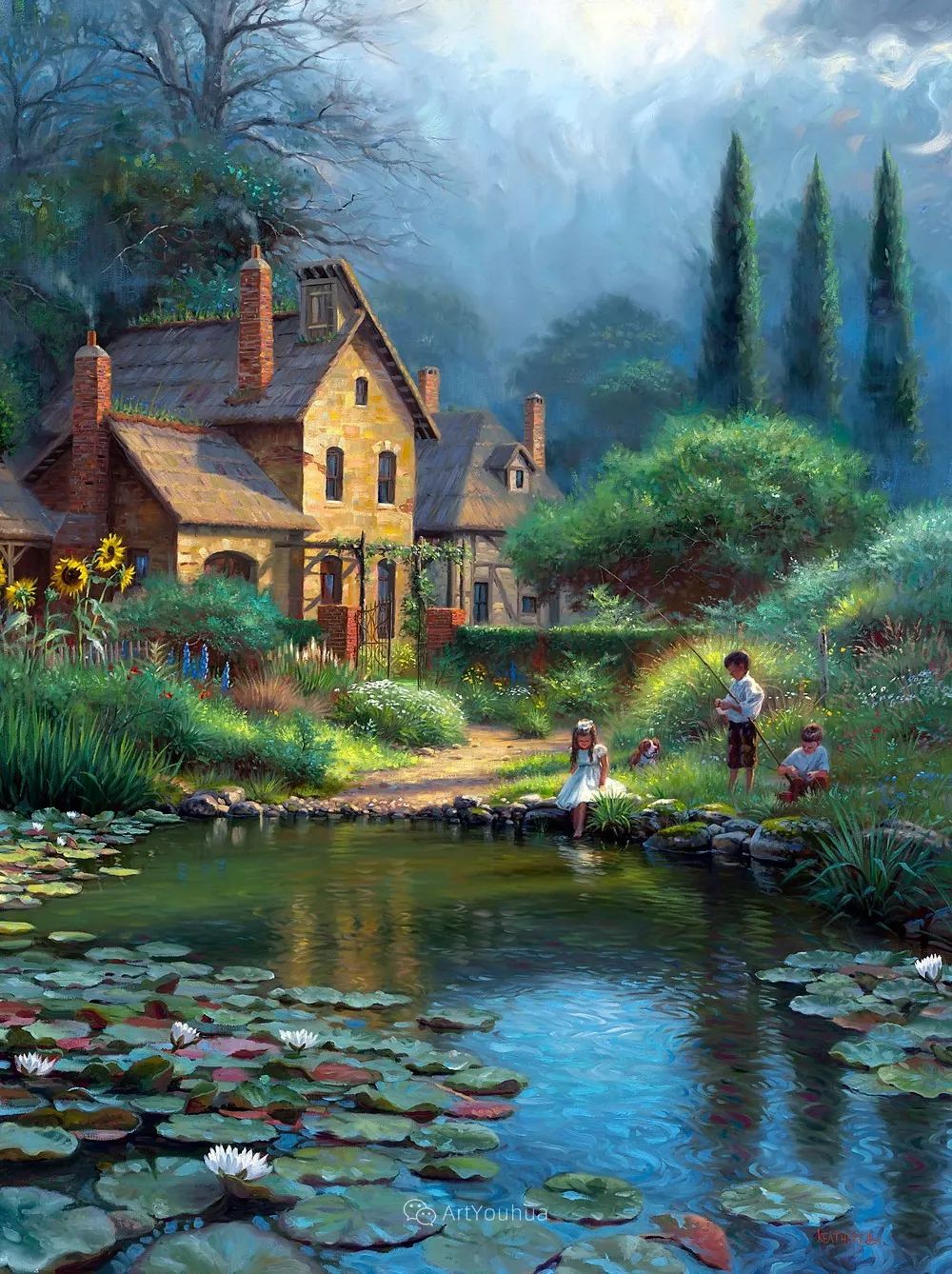 暖阳下美好的童年美国艺术家马克凯斯利油画作品欣赏