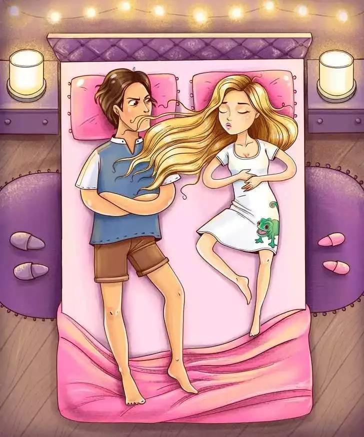 奇趣漫画15种睡姿分析这些睡姿可以揭示夫妻情侣之间的深层关系