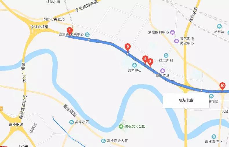 北环快速路:北环路西至宁波北枢纽,东至杭甬高速复线沿海段.