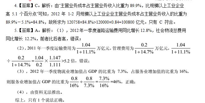 1 b.2 c.3 d.4(4)2011 年一季度重點物流企業主營業務收入利潤率為 9.