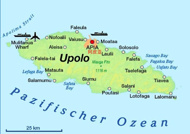 萨摩亚群岛的首都阿皮亚,就在乌波卢岛的北岸中部在英国那碰壁之后