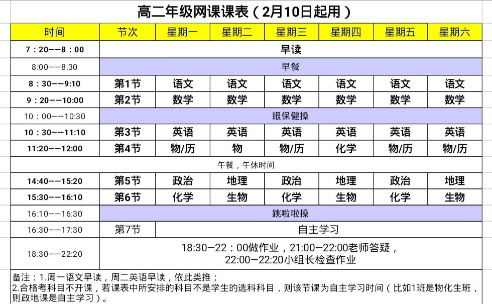 高二年級課程表惠州一中惠州中學惠州市第八中學高三年級課程表高二