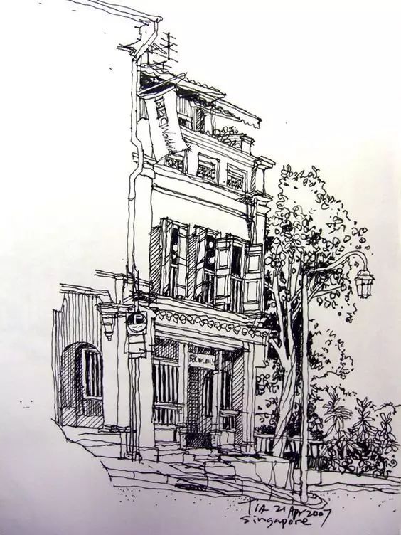 尽量天空留的稍微宽一点构图也是关键都是画风景速写的工具还有秀丽笔