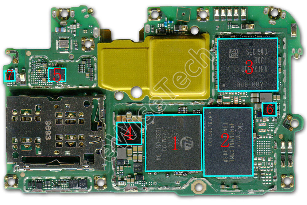 samsung-64gb闪存4:hisilicon-电源管理芯片5:bosch-陀螺仪 加速度计6
