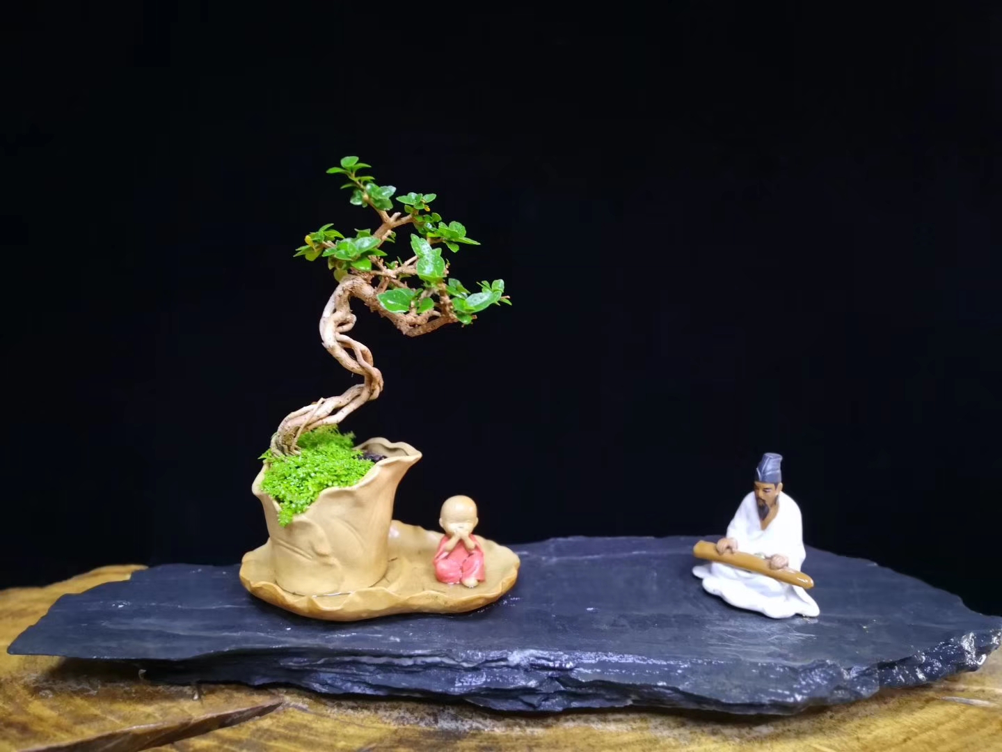 茶桌小品盆景,可根据个人喜好改动