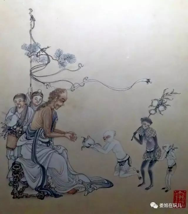 由于慈禧太后的特别喜爱清宫中白猿献寿题材的文物非常多就成了祝福