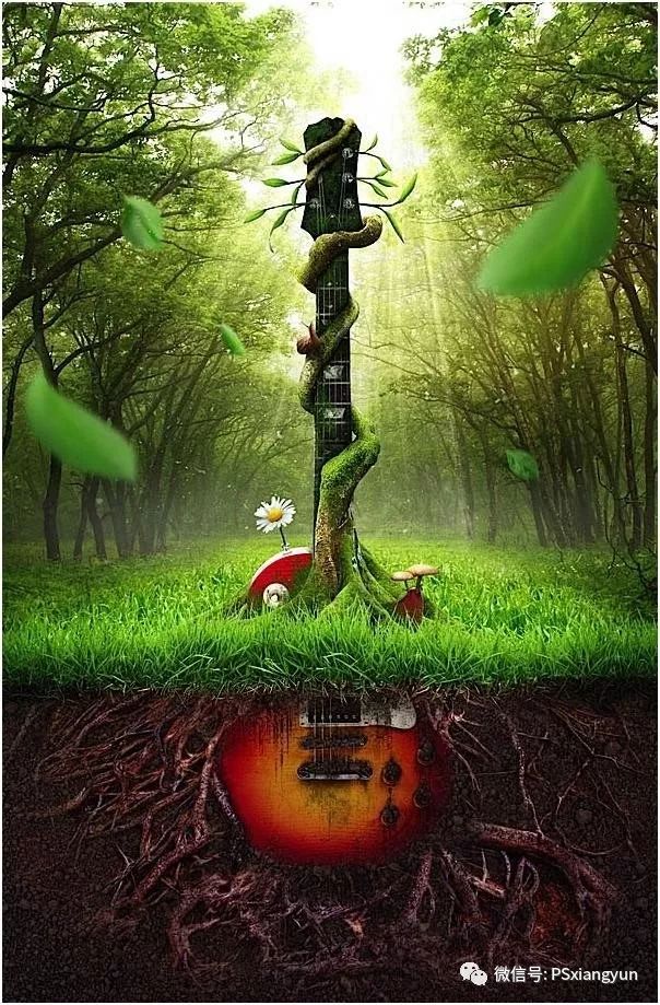 ps创意合成海报ps合成树枝缠绕效果的创意图片