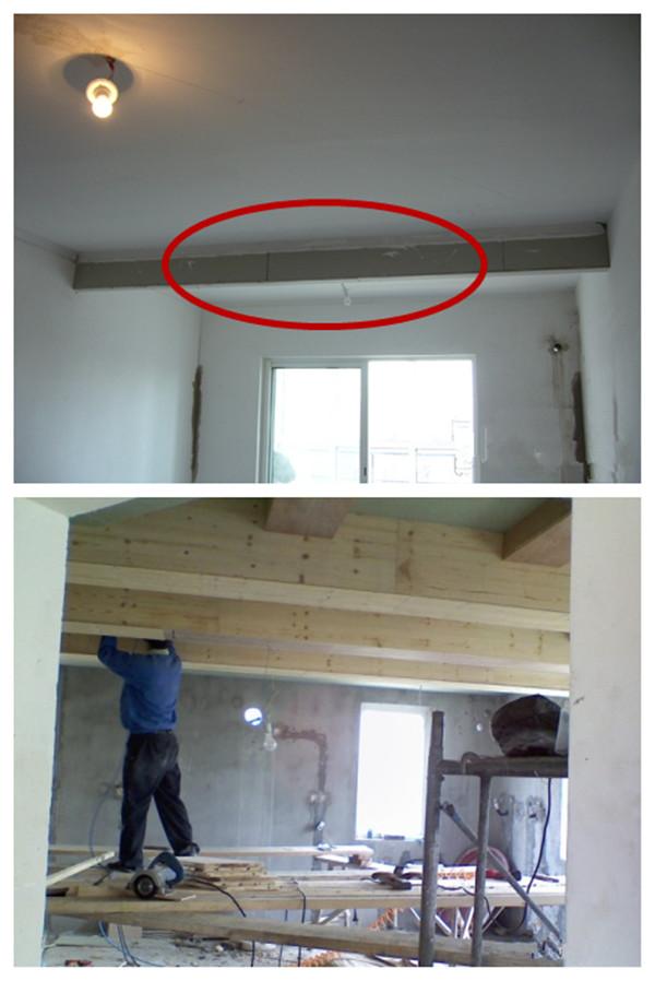 这种假梁一般用来支撑推拉门,不做不行,得用钢龙骨加石膏板做,或者木