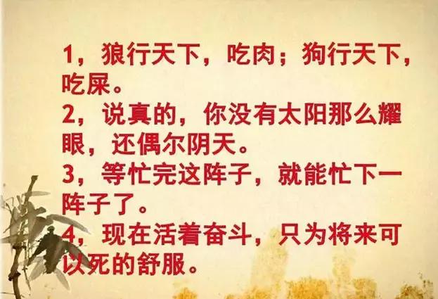 老子来到这个世界上,就没打算活着回去!说的太精辟