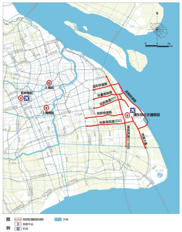 临港新片区轨交线规划连接上海东站和浦东机场t3航站楼