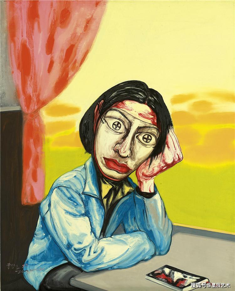 曾梵志面具系列绘画作品欣赏