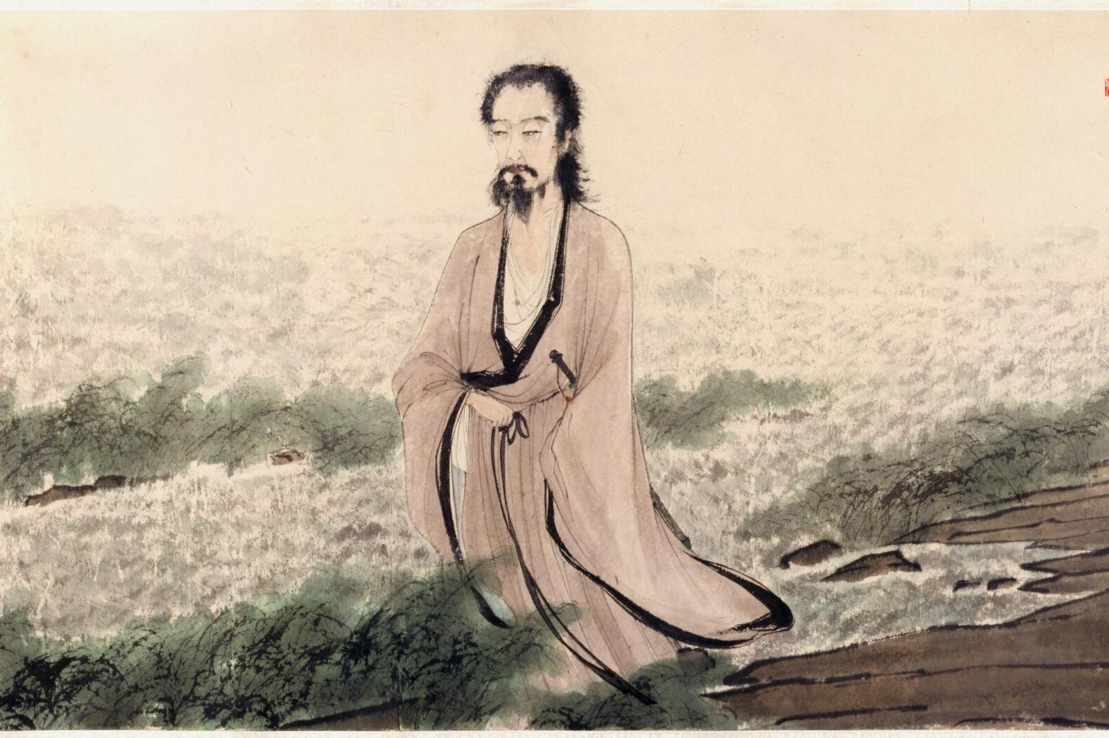 原创 傅抱石名画:举世皆浊我独清,众人皆醉我独醒