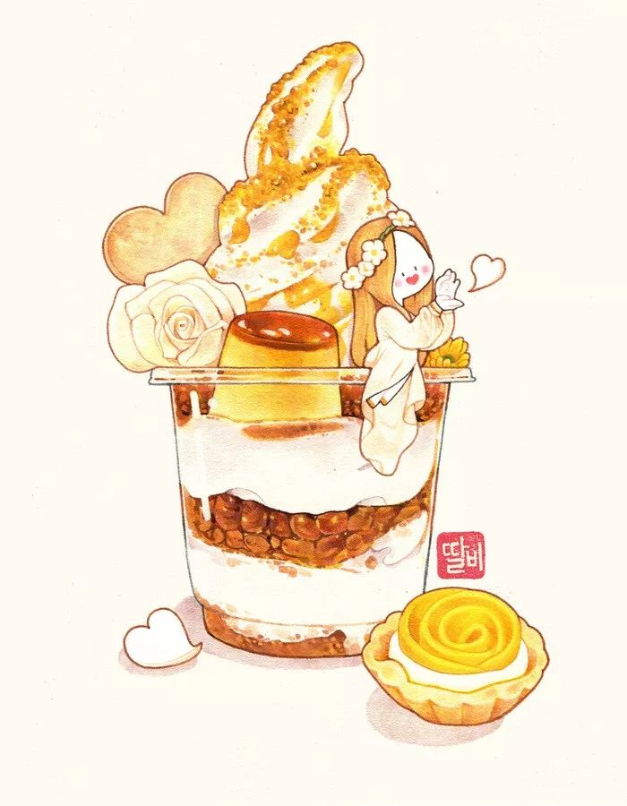 创意美术素材手绘拟人美食