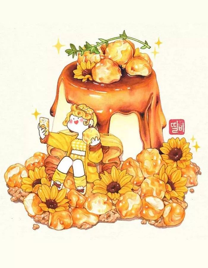 创意美术素材手绘拟人美食