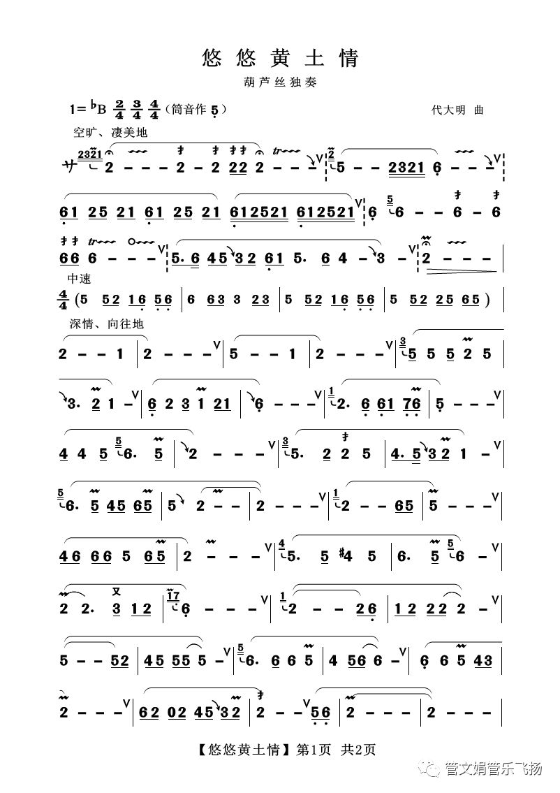 葫蘆絲曲欣賞悠悠黃土情三件套