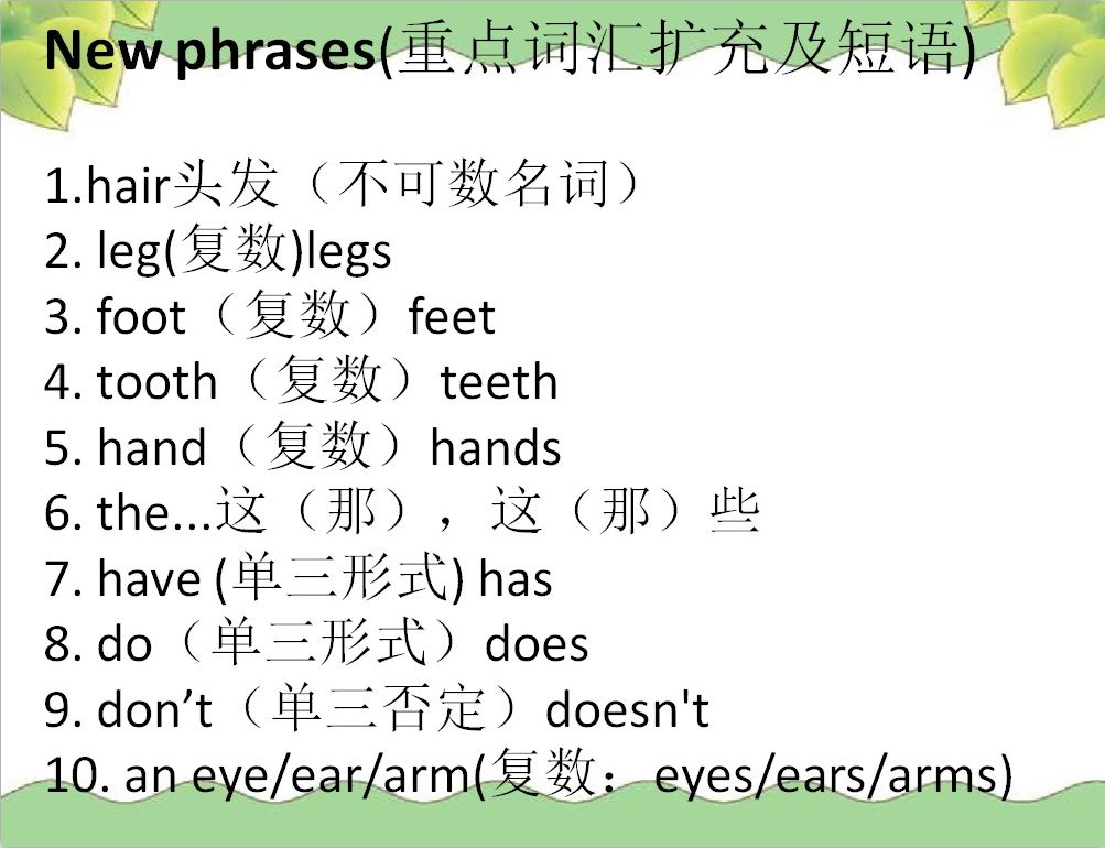 foot的复数是feet,sweety给大家还扩充了tooth的复数teeth,goose跟