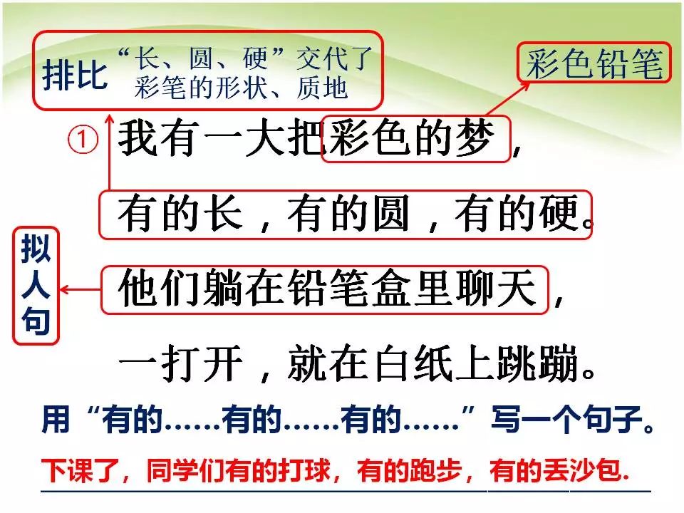 微课堂部编版二年级语文下册课文8彩色的梦微课知识点练习