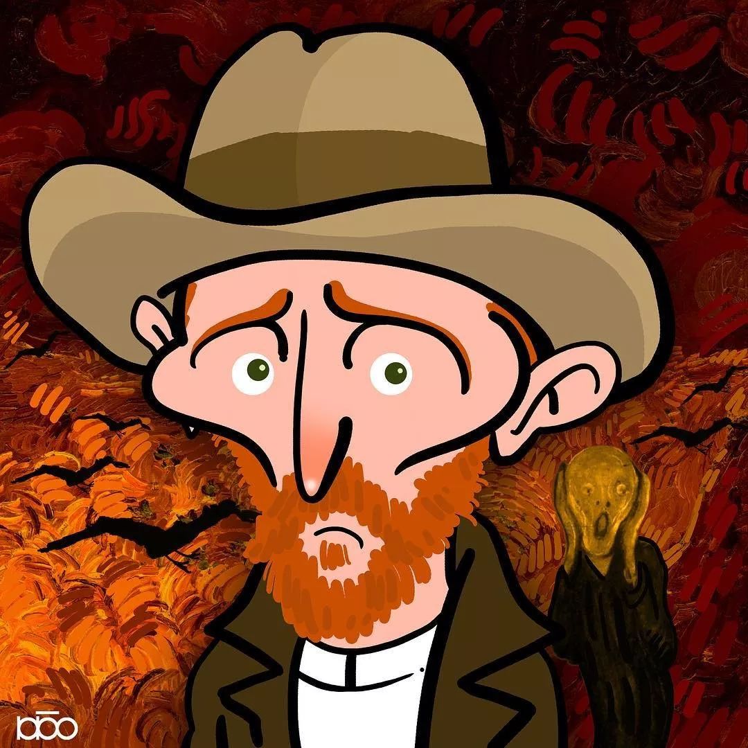 插画丨一样的麦田和星空不一样的梵高