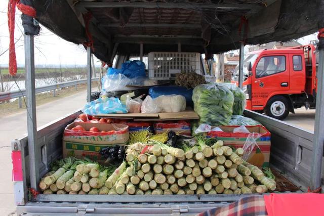 大洲村青年志愿者们在做好自身防护的前提下,组织了流动卖菜的敞蓬车
