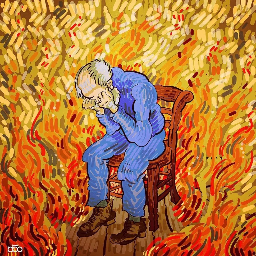 插画丨一样的麦田和星空不一样的梵高