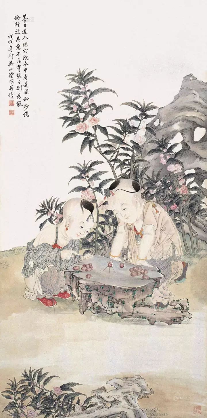 受到陈洪绶等画家的影响,明代艺术作品中的儿童形象,多呈现大头,憨态