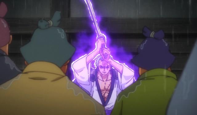 索隆无刀流状态下,在他的身体四周浮现的是红色的气息,而在使用大辰撼