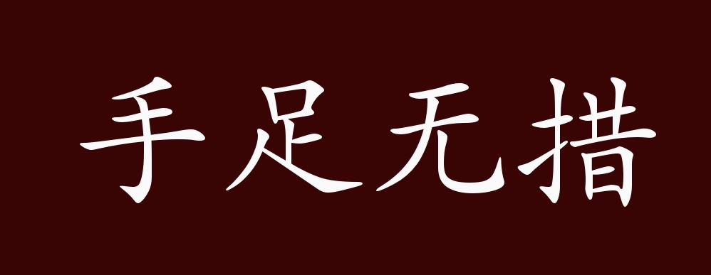 手足无措,措:安放.手脚不知放到哪儿好.形容举动慌张;或无法应付.