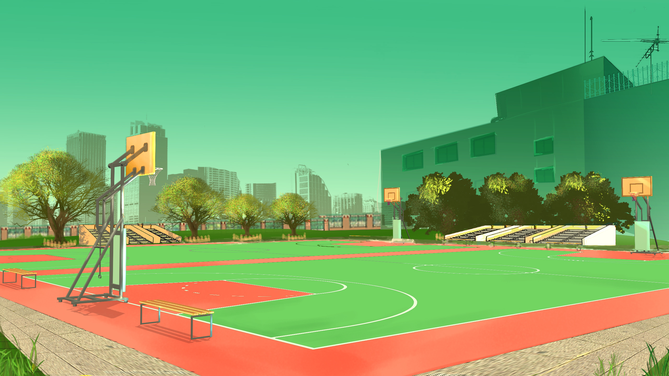 这天体育课,体育老师组织全班男生和隔壁班的男生来了一场篮球赛,周想