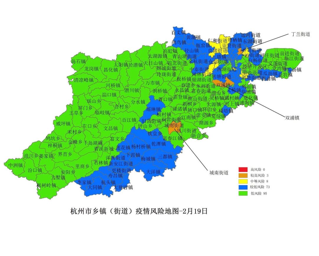 杭州鄉鎮街道疫情風險等級地圖來了!你處於……?