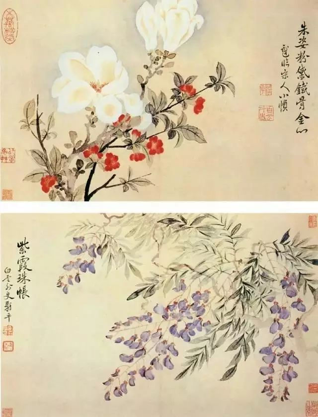 恽寿平没骨花卉作品欣赏
