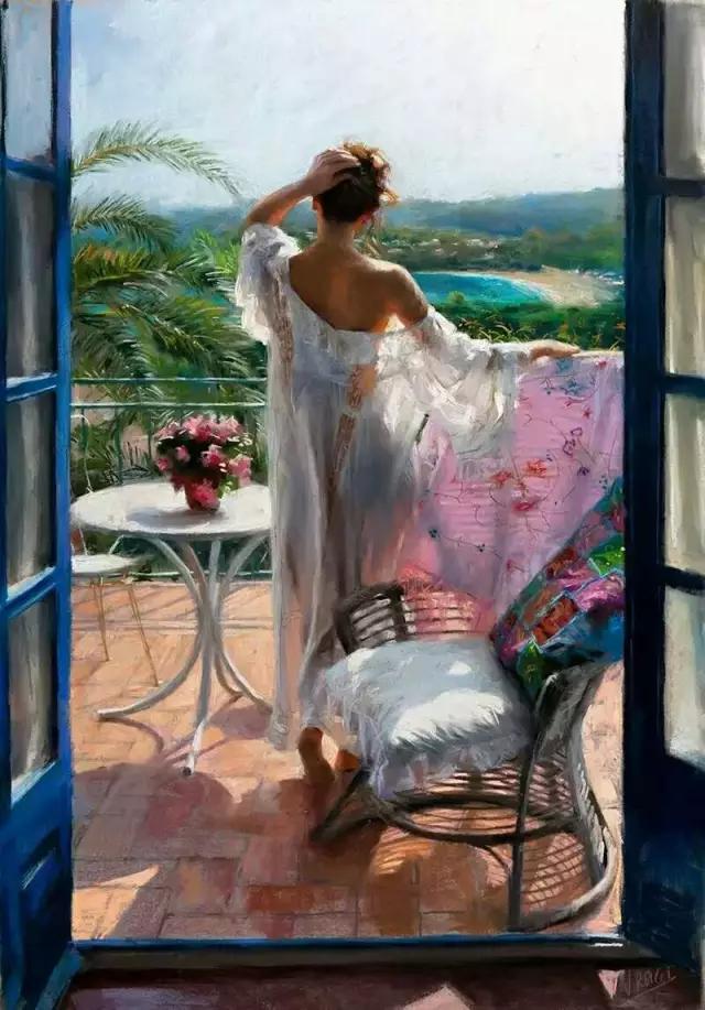 油画美女欣赏女人的气质是一种心境