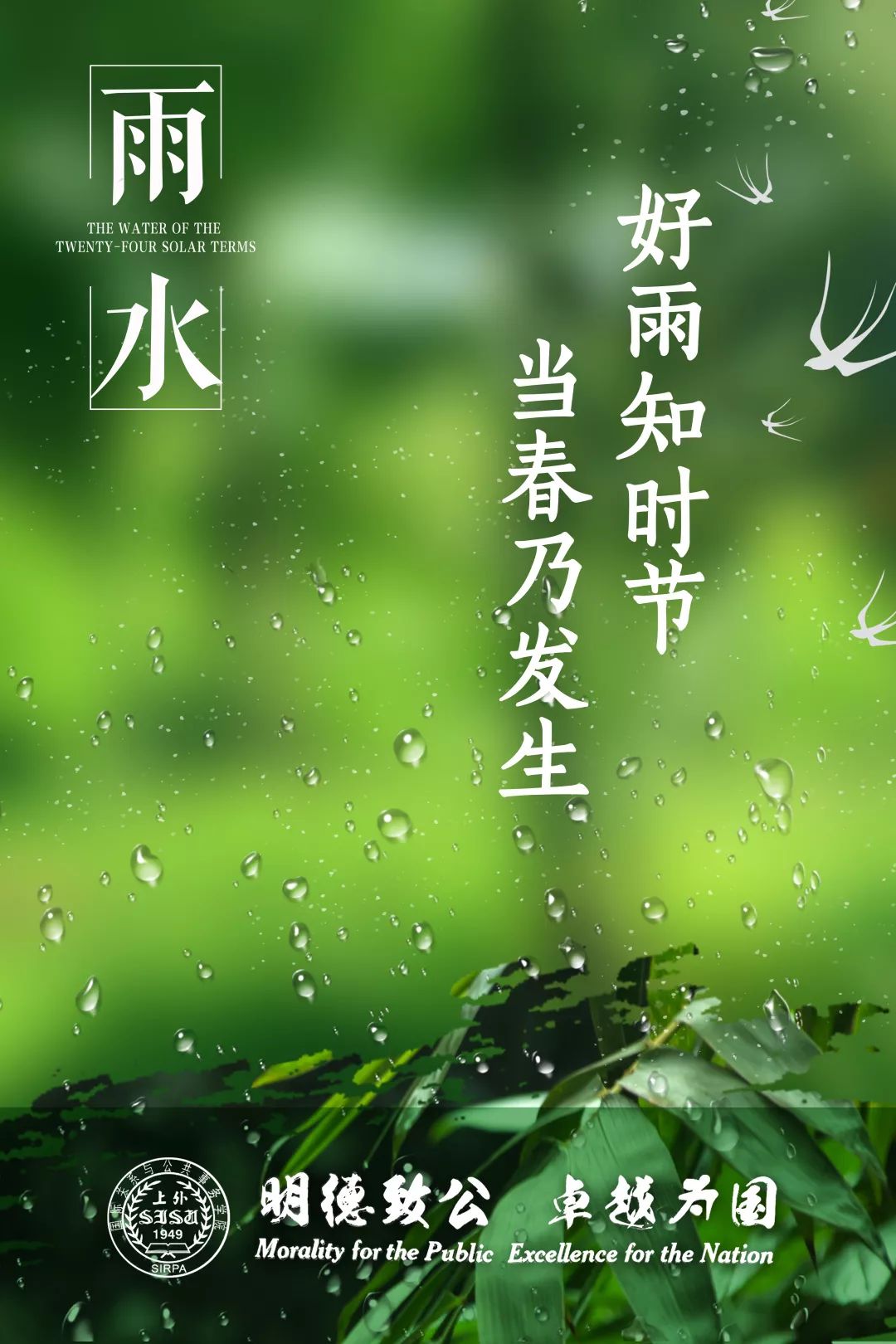 雨水季节万事顺,平安健康无边涯.