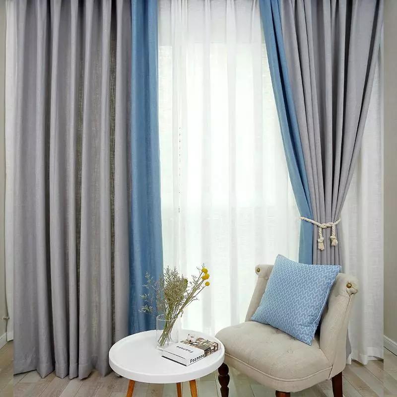 30款素色拼接的窗帘,年轻人超喜欢