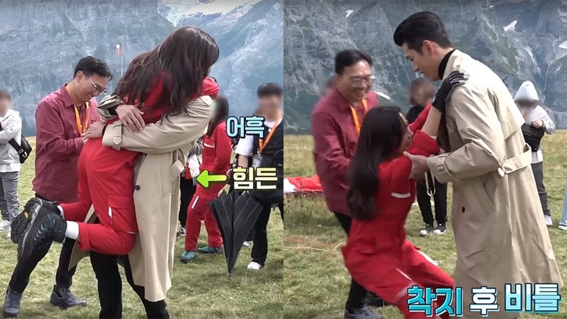 爱的迫降玄彬孙艺珍戏外狂发糖孙艺珍飞扑无尾熊抱挂在玄彬身上