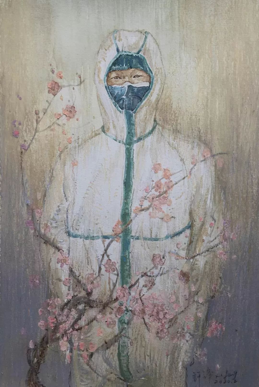 水彩《逆行者》