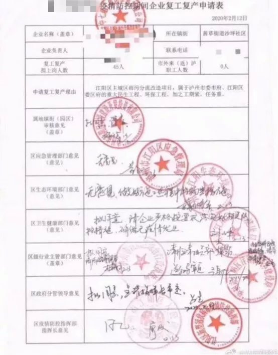 甚至有企业向媒体反映,复工要交21份材料,"填表填到眼花,签字签到手软