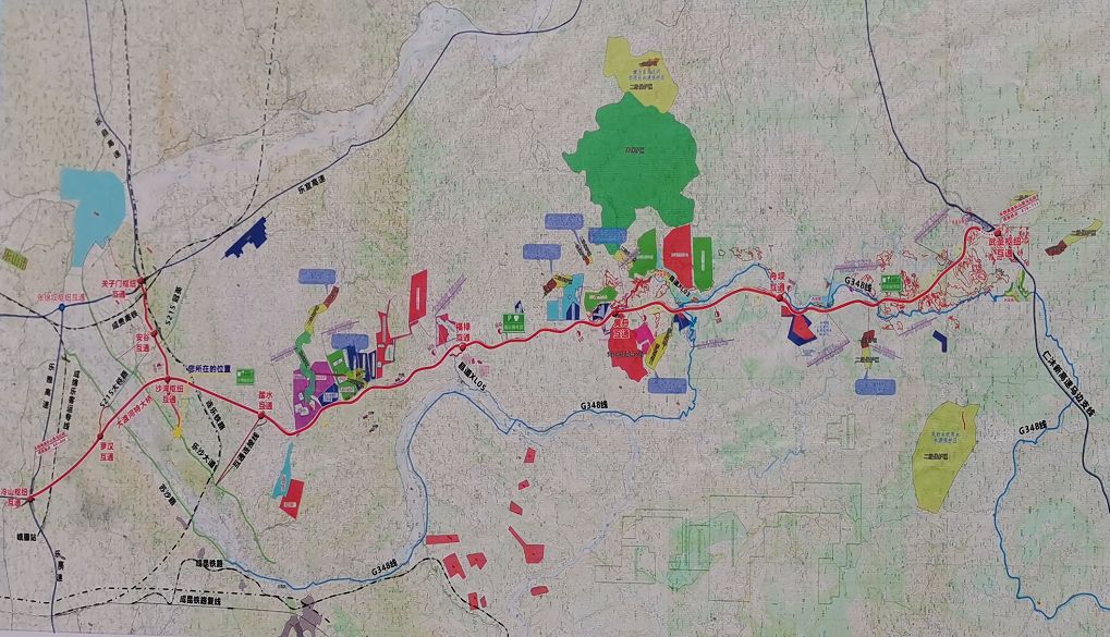 高速乐山至马边段起于乐雅高速冷山互通,经市中区,沙湾区,止于沐川县
