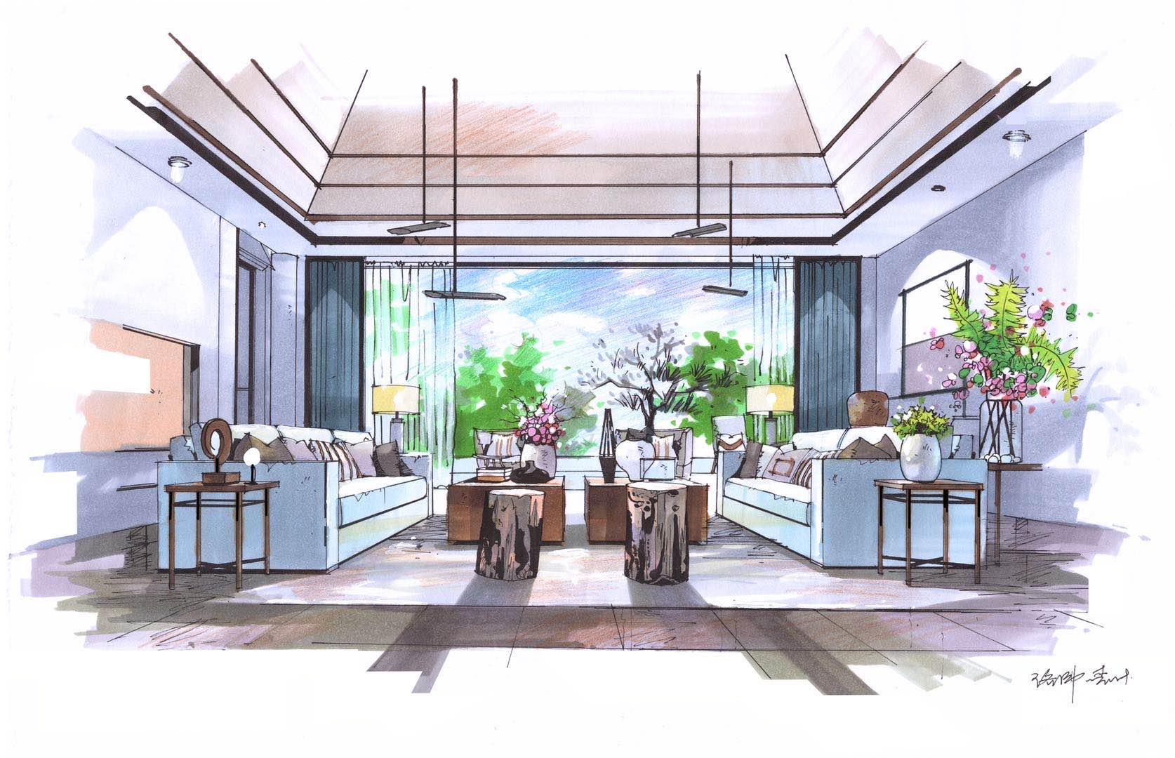室内空间马克笔表现从入门到精通课程作品展示-搜狐大视野-搜狐新闻